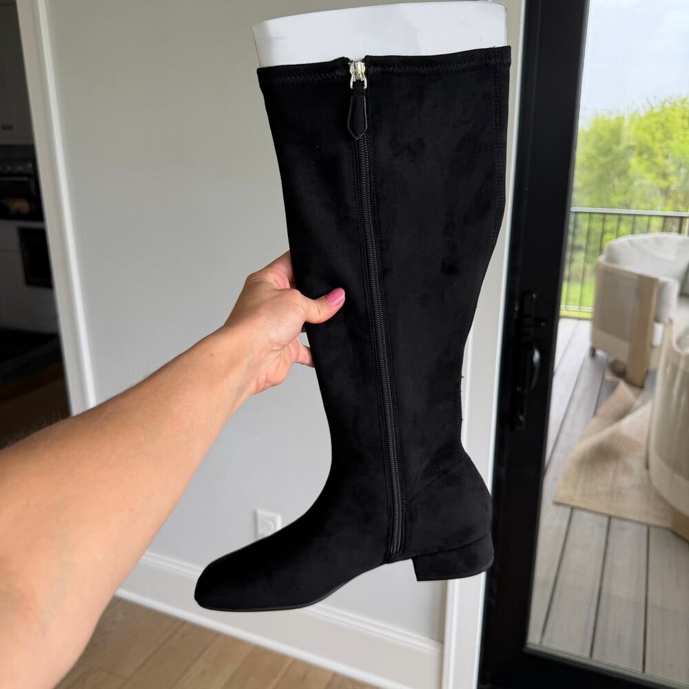 Aerosoles Nana Faux Suede Square Toe Knee High Boots Black 9M NEW - Picture 5 of 9